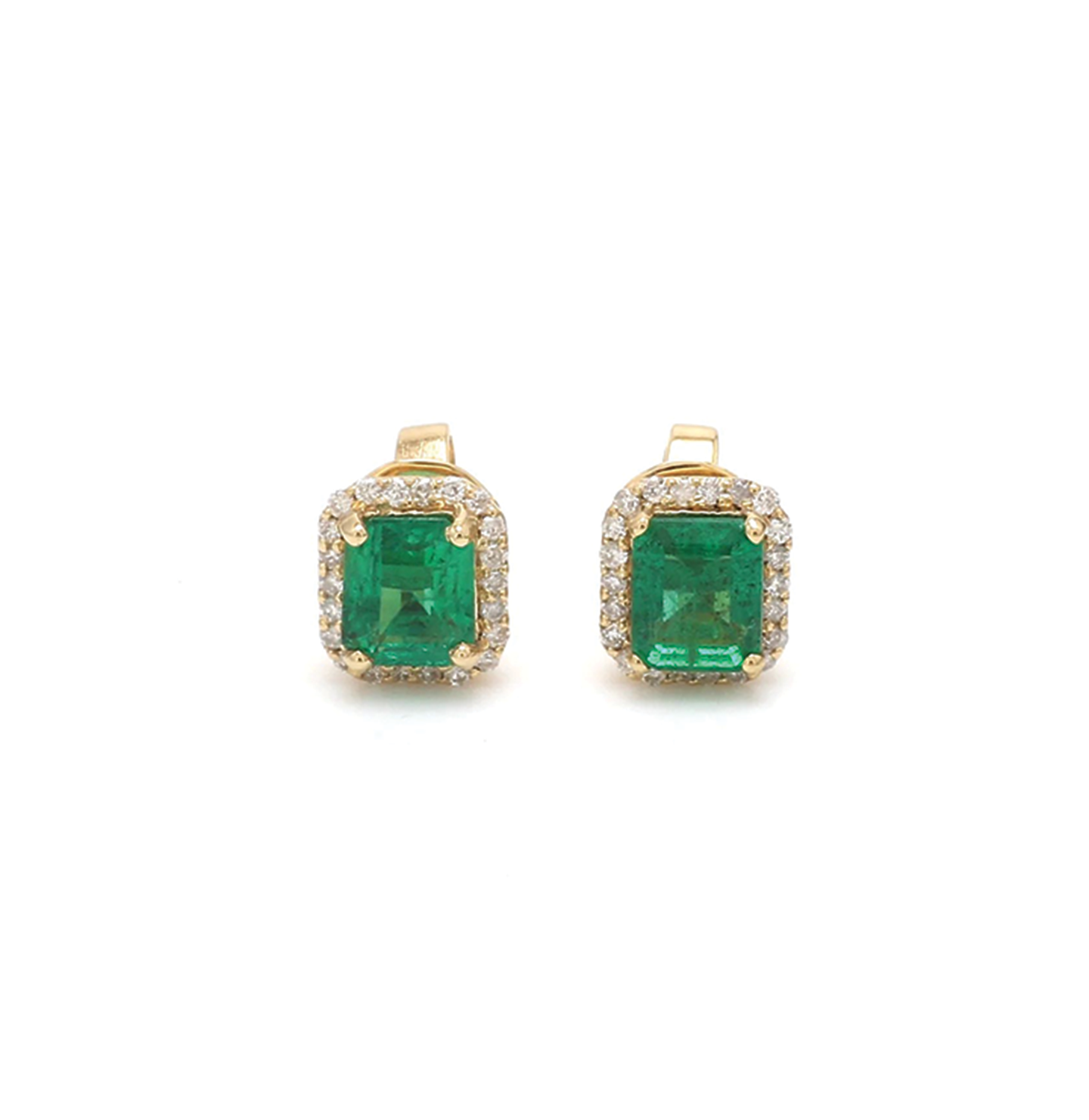 emerald & diamond studs