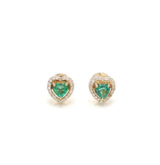 signature heart emerald studs