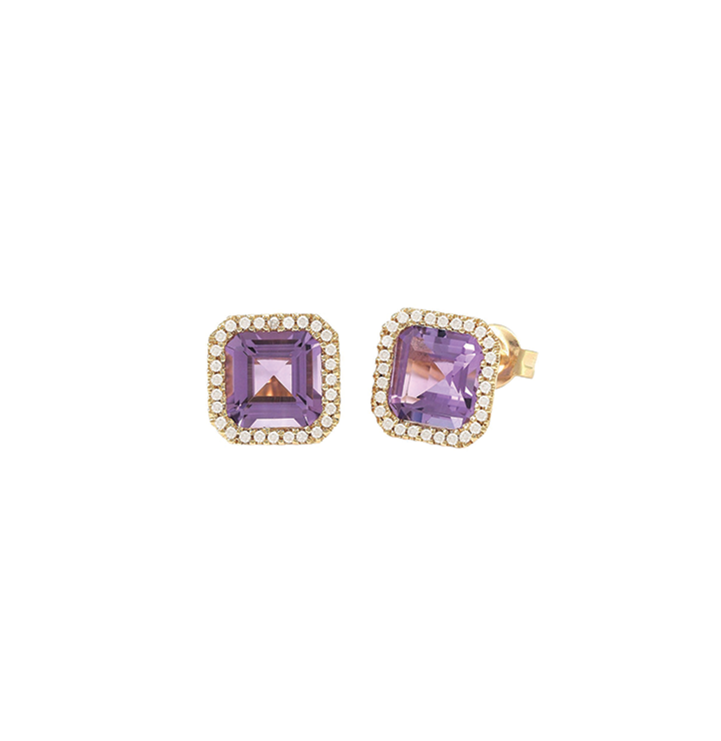 amethyst & diamond studs