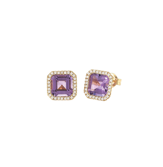 amethyst & diamond studs