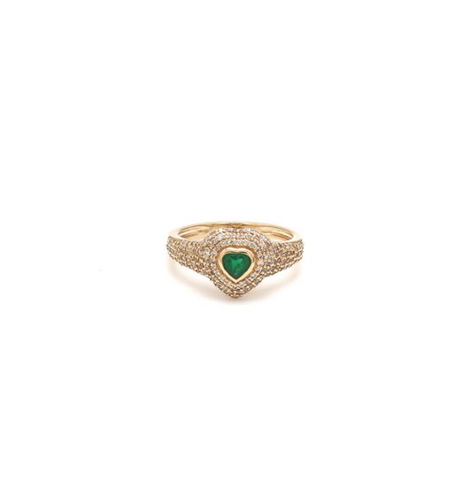 emerald heart pinky ring