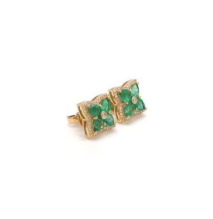 emerald pear flower studs