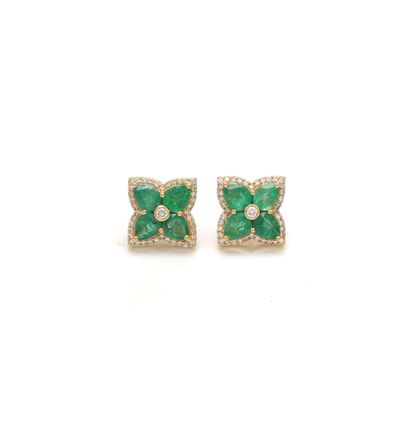 emerald pear flower studs