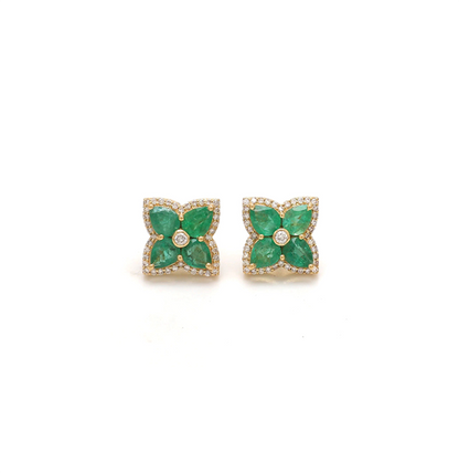 emerald pear flower studs